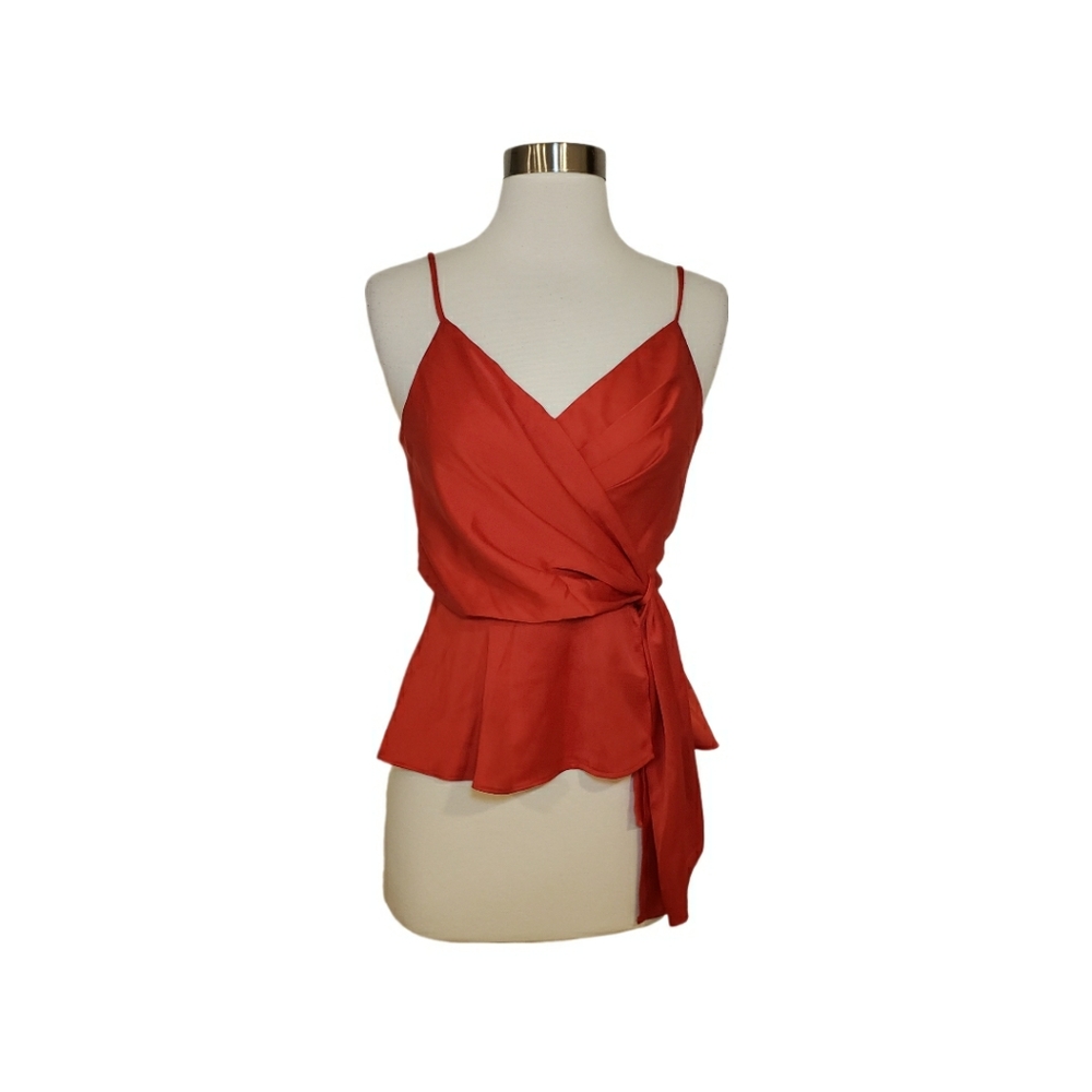 Nordstrom ASTR XS Red Peplum Statement Spaghetti Strap Camisole Fancy Top
